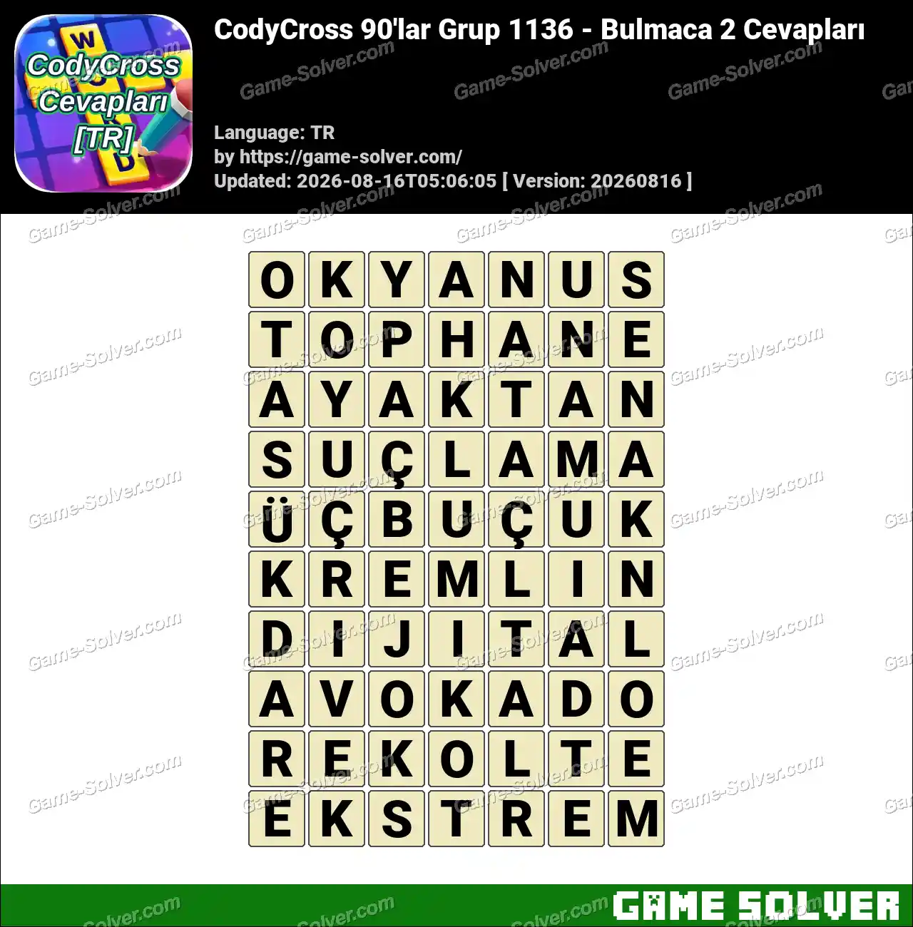 CodyCross 90’lar Grup 1136 – Bulmaca 2 Cevapları
